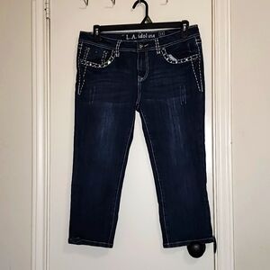 L.A. IDOL CAPRI RHINESTONE EMBELLISHED CAPRI JEANS SZ 13